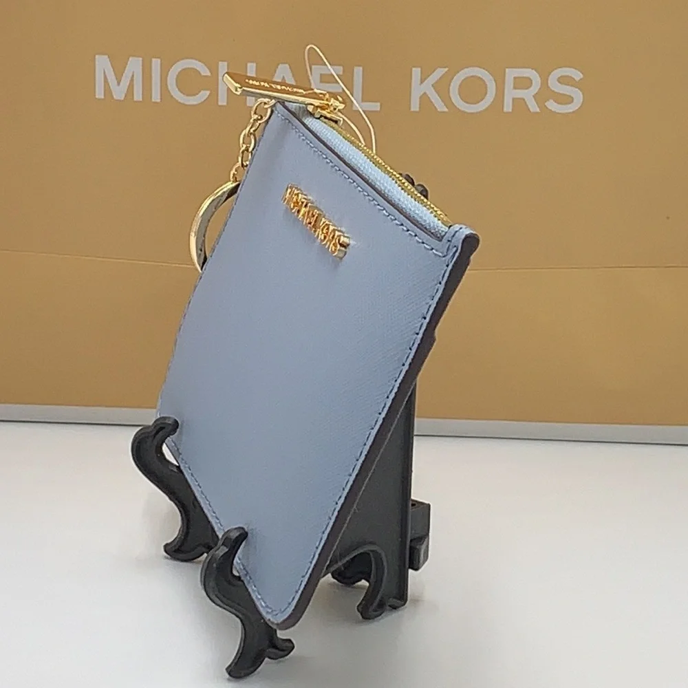 MICHAEL KORS SMALL TOP ZIP COINPOUCH WITH ID CARD PALE BLUE  COLOR